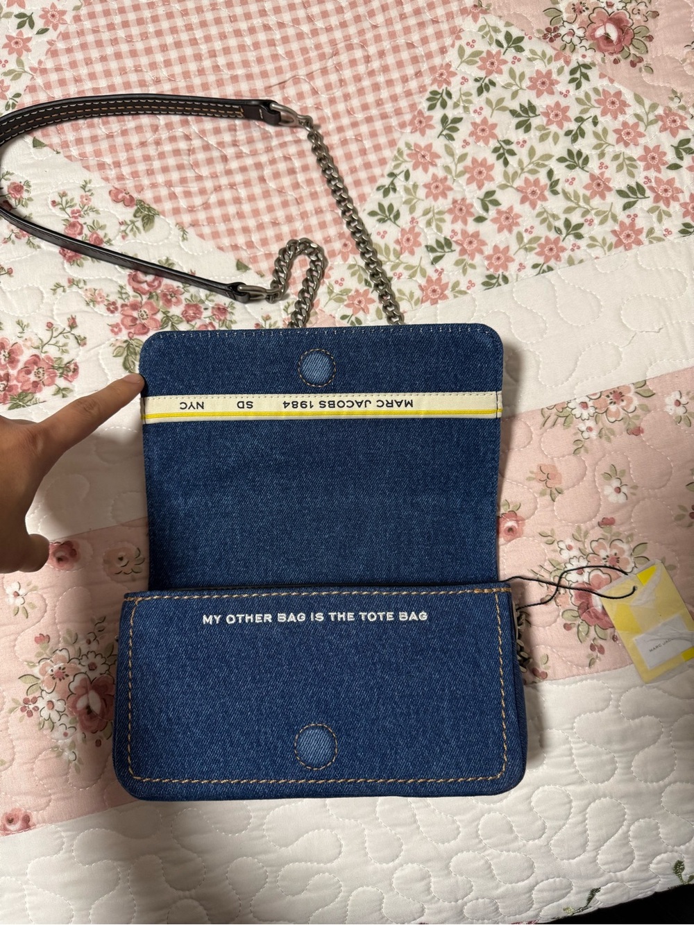 Marc Jacobs Denim Mini Crossbody Bag with White Logo - Picture 2 of 4